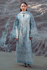 Aquamarine | 3Pc Unstitched Suit Lawnkari Summer Together By Afrozeh